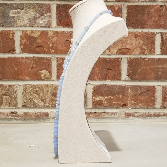 Pastel Blue Crystal Beaded Necklace w/Earrings - Picture 4 of 8